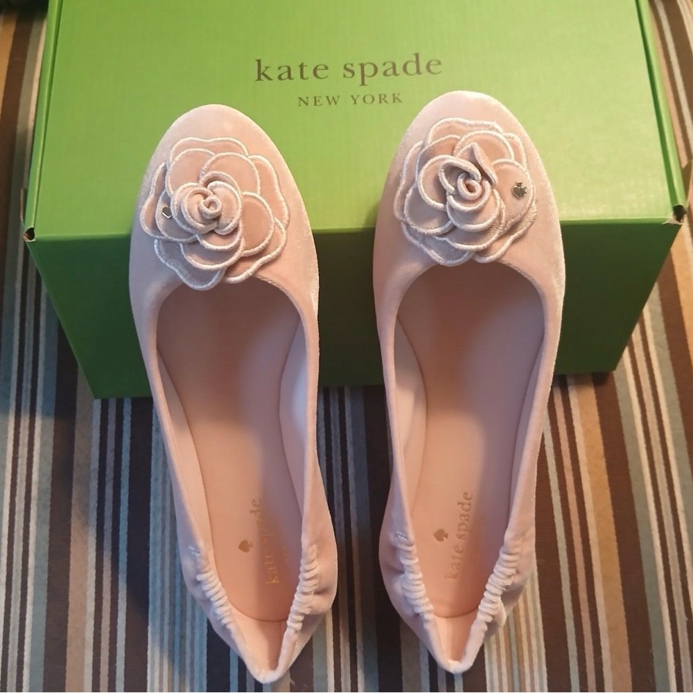 BNIB kate spade Rose Smoke Flora Ballet Flat 8